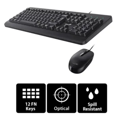 Detalles accesorios de Teclado + Mouse Usb Genius Km-160 Espanol Negro