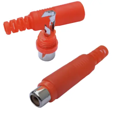 Detalles accesorios de Conector Ficha Rca Hembra Plastico Rojo Calidad Superior
