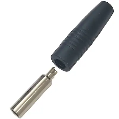 Vista lateral de Ficha Banana Hembra Jack A Cable Negro