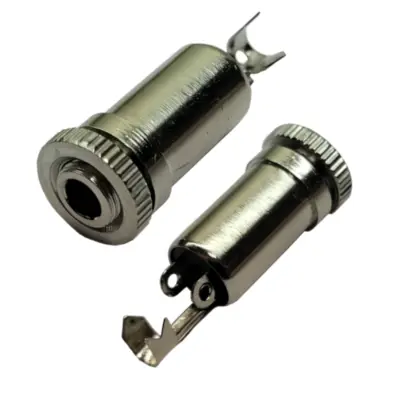 Detalles accesorios de Conector Ficha Miniplug 3,5 Jack Hembra Mono Chasis Metal Rosca Delantera