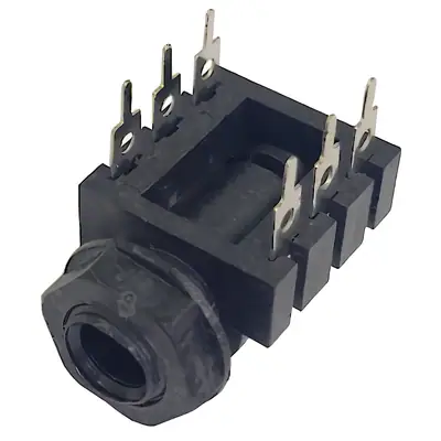 Conector Ficha Estereo Jack 6,5 Hembra Plastico P/ Circuito C/Corte Rosca