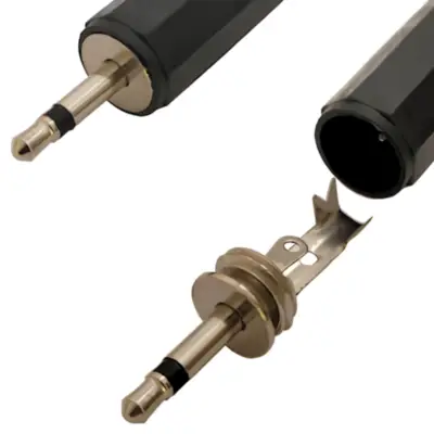 Detalles accesorios de Conector Ficha Miniplug 2,5 Macho Mono Plastico Negro