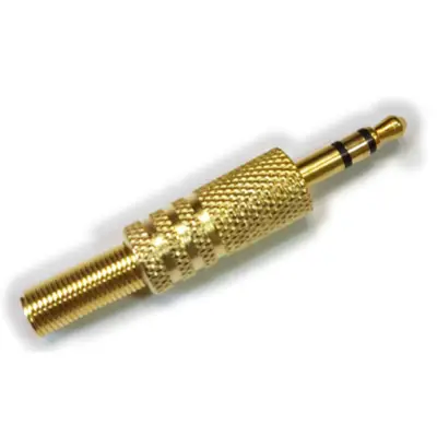 Conector Ficha Miniplug 3,5 Macho Estereo Metal Dorado
