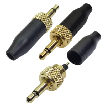 Detalles accesorios de Conector Ficha Miniplug 3,5 Macho Mono Dorado A Rosca Macho