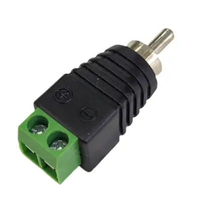 Vista lateral de Conector Ficha Rca Macho Plug A Bornera