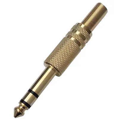 Conector Ficha Estereo Plug 6,5 Macho Metal Dorada