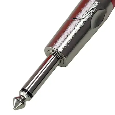 Detalles accesorios de Conector Ficha Mono Plug 6,5 Macho Metal Alta Calidad Plateado Aro Rojo