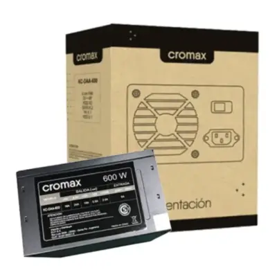 Detalles accesorios de Fuente 600W Cromax 24 (20+4) Sata Fan 8Cm Negra Box