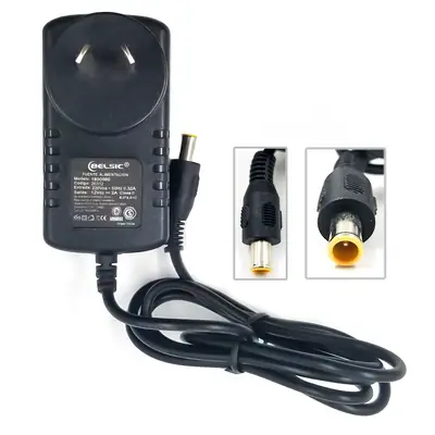 Vista lateral de Fuente 12 V 2 A Belsic 26312 P/Monitor Ficha 6,5 X 4,4 Mm C/Pin Interior (Lg)