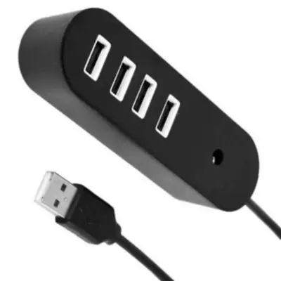 Vista lateral de Hub Usb A 2.0 4 Puertos Negro Belsic ASX352