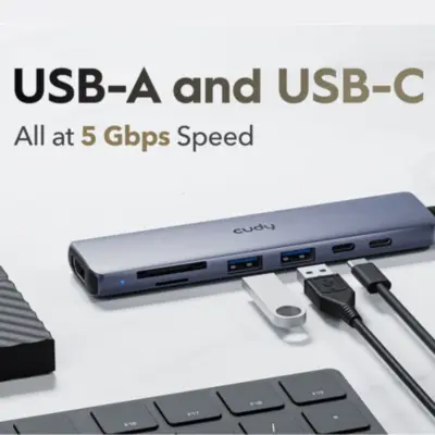 Detalles accesorios de Hub Usb C 3.0 7 Puertos 1xHdmi / 2xUsb-A / 2xUsb-C / 1xSD / 1xTF