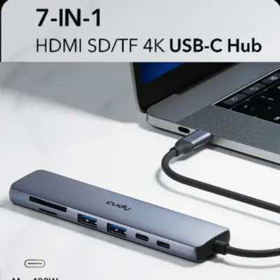 Detalles accesorios de Hub Usb C 3.0 7 Puertos 1xHdmi / 2xUsb-A / 2xUsb-C / 1xSD / 1xTF