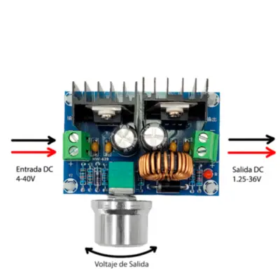 Detalles accesorios de Modulo Placa Dc-Dc Step-Down De 4/40V A 1,25/36V 8A Max Xl4016E1 250W Potenciometro