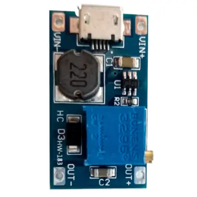 Detalles accesorios de Modulo Placa Dc-Dc Step-Up De 2-24V a 28V 2A Pldc370