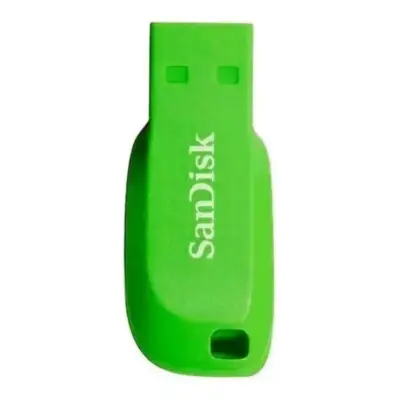 Vista lateral de Pendrive 32Gb Usb 2.0 Sandisk Cruzer Blade Verde