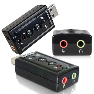 Detalles accesorios de Placa Sonido Usb Entrada Microfono + Salida Auricular