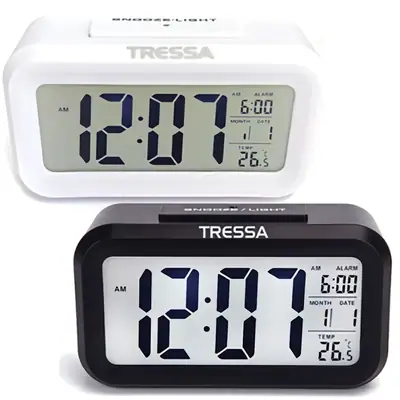 Detalles accesorios de Reloj Despertador Con Fecha Y Temperatura Blanco
