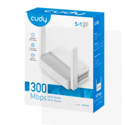 Detalles accesorios de Router Wifi 300Mbps 4Pto 2Ant 5Dbi Cudy WR300