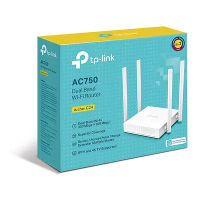 Detalles accesorios de Router Wifi 733Mbps 4Pto 4Ant Tp-Link Archer-C24 Doble Banda