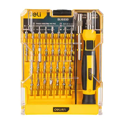 Vista lateral de Kit Destornilladores 33 Piezas Deli DL1033D