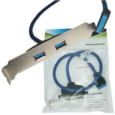 Detalles accesorios de Placa Slot Trasero Usb 3.0 Con 2 Salidas Nisuta Ns-Slusb3