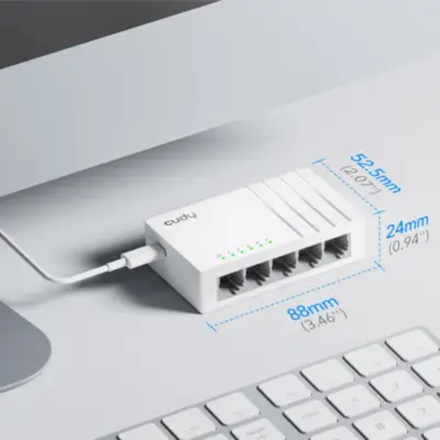 Detalles accesorios de Switch 5 Puertos Gigabit Cudy GS105U USB-C
