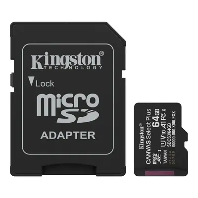 Memoria Micro Sd 64Gb Kingston Cl10 Canvas Select Plus V10 C/Adaptador 100 Mb/S