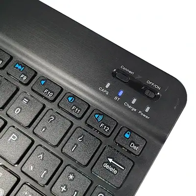 Vista lateral de Teclado Nisuta Bluetooth TE10B Espanol compacto y ultra delgado