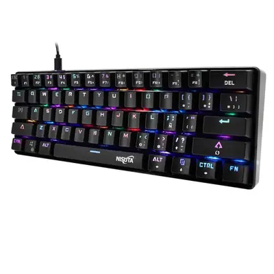 Teclado Gamer Nisuta Mecanico Espanol Nskbgz61 Switch Rojo Retroiluminado