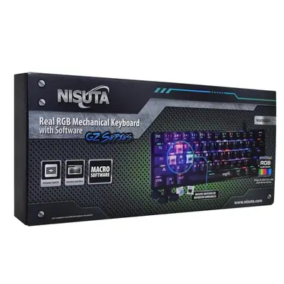 Detalles accesorios de Teclado Gamer Nisuta Mecanico Espanol Nskbgz61 Switch Rojo Retroiluminado