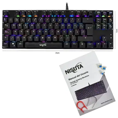 Detalles accesorios de Teclado Gamer Nisuta Mecanico Espanol Nskbgz88 Switch Rojo Retroiluminado