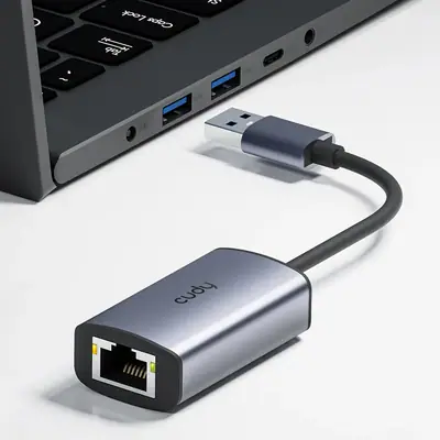 Vista lateral de Adaptador Red Rj45 Usb-A Gigabit Cudy UE10A Usb 3.0