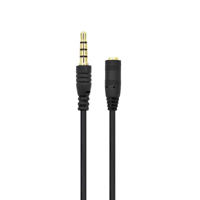 Cable Miniplug 3,5 4 Polos Macho-Hembra 1M Nisuta Negro