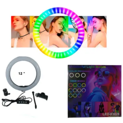 Detalles accesorios de Tripode con Aro Led RGB 30 cm diametro