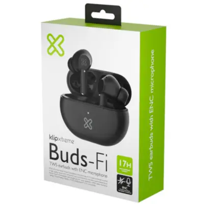 Detalles accesorios de Auricular Inalambrico Klip Xtreme 17Hs c/cancelacion de ruido KTE-015BK