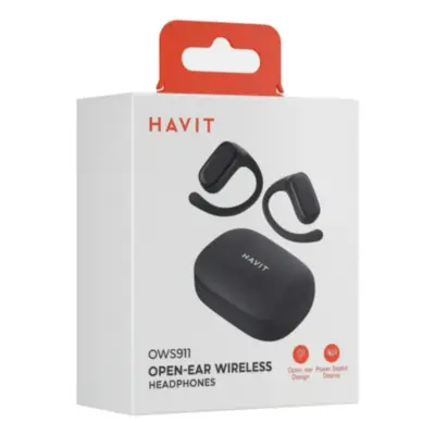 Vista lateral de Auricular Inalambrico Havit OWS911 Bluetooth 5.3 Openear Blanco