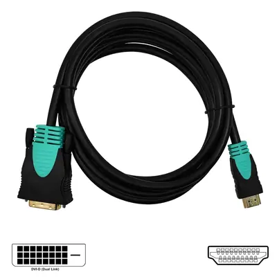 Vista lateral de Cable Dvi-D 24+1 Macho / Hdmi Macho Dual Link 5,00 Mts