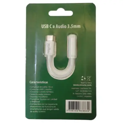 Detalles accesorios de Cable Usb-C Macho A Miniplug 3,5Mm Hembra 10Cm Nisuta
