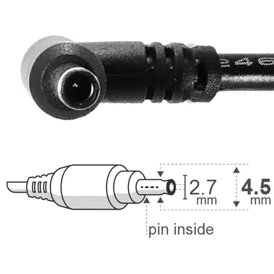 Vista lateral de Fuente 19,5 V 3,33 A Belsic 24215 Cargador P/Notebook Ficha 4,5 X 2,7 Mm C/Pin Interior (De)