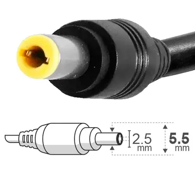 Vista lateral de Fuente 20 V 3,25 A Belsic 24282 Cargador P/Notebook Ficha 5,5 X 2,5 Mm