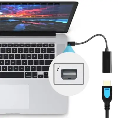 Detalles accesorios de Adaptador Conversor Mini Displayport Macho / Hdmi Hembra Negro Arwen