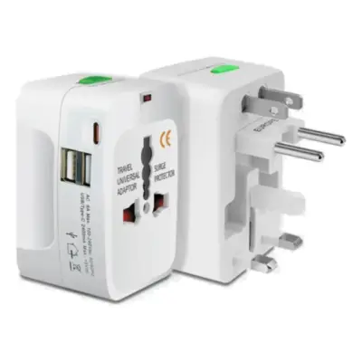 Adaptador Enchufe Universal Viajero Usa Europa Asia Con cargador USB A