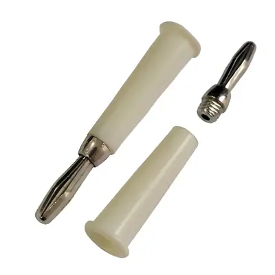 Detalles accesorios de Ficha Banana Plug Macho Estandar Blanco