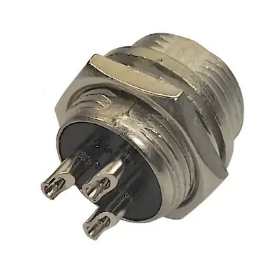 Vista lateral de Ficha Conector Gx16 3 Pines Macho Aviacion A Chasis