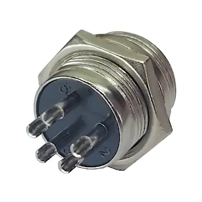 Vista lateral de Ficha Conector Gx16 5 Pines Macho Aviacion A Chasis