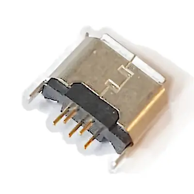 Vista lateral de Conector Ficha Micro Usb Hembra 5 Pin 180-01