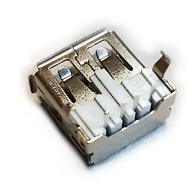 Vista lateral de Conector Ficha Usb 2.0 A Hembra A Chasis 90 Grados