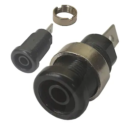 Detalles accesorios de Ficha Banana Hembra Jack Chasis Hq Negro