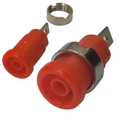 Detalles accesorios de Ficha Banana Hembra Jack Chasis Hq Rojo
