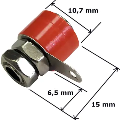 Detalles accesorios de Ficha Banana Hembra Jack Chasis Rojo Corta